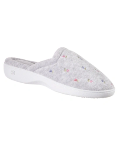Isotoner Signature Women's Secret Sole Embroidered Clog Slippers In Heather