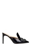 GIANNICO DAPHNE MULE 85 SANDALS IN BLACK LEATHER,11580853