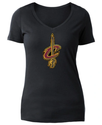 5th & Ocean Women's Cleveland Cavaliers Foil Outline Logo T-shirt In Black