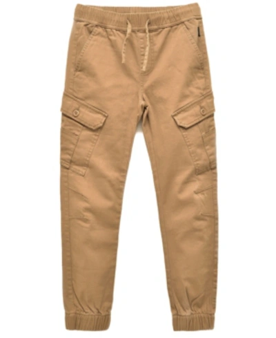 Ring Of Fire Kids'  Big Boys Cayden Slanted Cargo Stretch Jogger Pants In Khaki