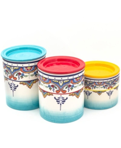 Euro Ceramica Zanzibar 3 Piece Canister Set In Multicolor