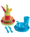 BASICWISE VINTIQUEWISE 24-PIECE KIDS DINNERWARE SET PLASTIC 4 PLATES, 4 BOWLS, 4 CUPS, 4 FORKS, 4 KNIVES, AND 