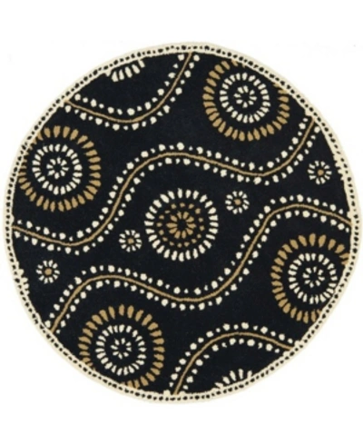 Martha Stewart Collection Ogee Dot Msr4532a Black 4' X 4' Round Area Rug