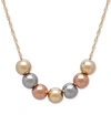Italian Gold Tri-tone Beaded Necklace In 10k Yellow, White And Rose Gold In Tri-color