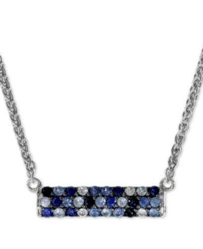 Effy Collection Effy Sapphire Bar 16" Pendant Necklace (9/10 Ct. T.w.) In Sterling Silver