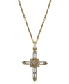 SYMBOLS OF FAITH SYMBOLS OF FAITH 14K GOLD-DIPPED CRYSTAL CROSS PENDANT NECKLACE 18"