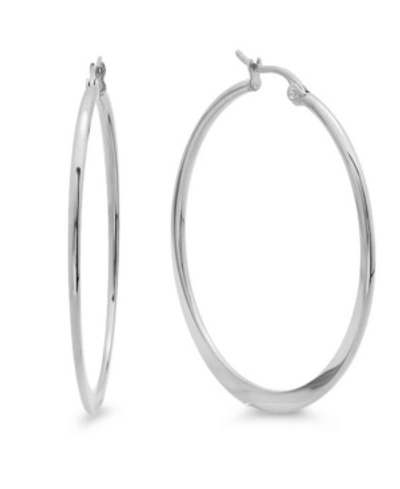 Steeltime Stainless Steel Hoop Earrings In Silver-plated