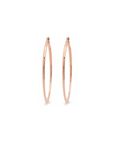 Steeltime 18k Micron Rose Gold Plated Stainless Steel Hoop Earrings In Rose Gold-plated