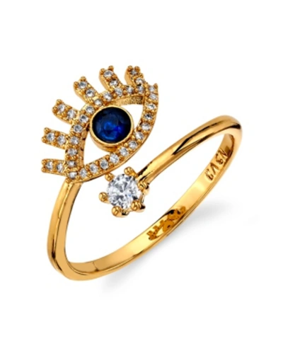 Unwritten Silver Plated Cubic Zirconia Evil Eye Wrap Around Ring In Gold
