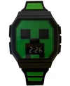 ACCUTIME KID'S MINECRAFT DIGITAL BLACK & GREEN SILICONE STRAP WATCH 36X38MM