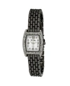 BOB MACKIE WOMEN'S BLACK ALLOY BRACELET PANTHER LINK SQUARE STONE BEZEL WATCH, 23MM