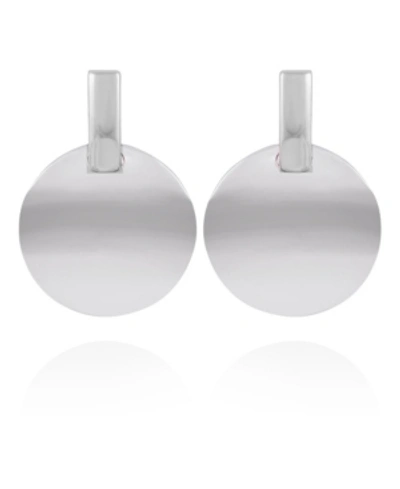 T Tahari Women's Essential Disc Drop Post Earring In Silver-tone