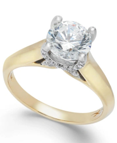 X3 Diamond (1 Ct. T.w.) Solitaire Engagement Ring In 18k Yellow And White Gold, Created For Macy's In Two Tone