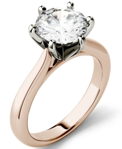 Charles & Colvard Moissanite Solitaire Engagement Ring 1-9/10 Ct. T.w. Diamond Equivalent In 14k White, Yellow Or Rose In Rose Gold