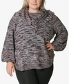 ADRIENNE VITTADINI WOMEN'S PLUS SIZE SWEATER WITH FRINGE SCARF