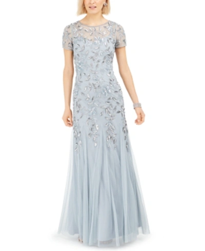 Adrianna Papell Women's Floral-design Embellished Gown In Glacier
