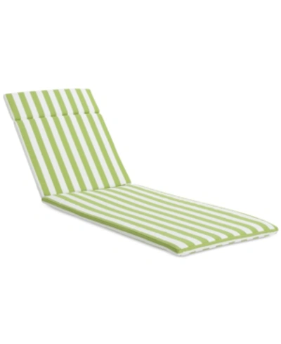 Noble House Thome Outdoor Chaise Lounge Cushion In Green,white Stripe