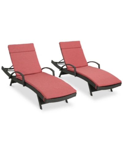 Noble House Baja Outdoor Chaise Lounge (set Of 2) In Red