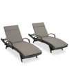 Noble House Baja Outdoor Chaise Lounge (set Of 2) In Grey