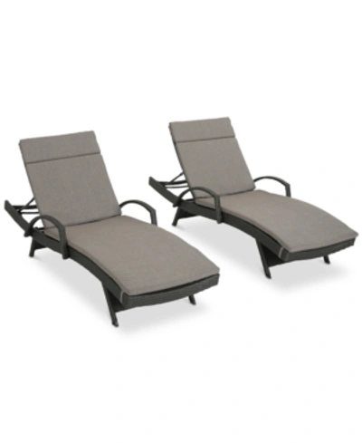 Noble House Baja Outdoor Chaise Lounge (set Of 2) In Grey