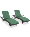 Noble House Baja Outdoor Chaise Lounge (set Of 2) In Green