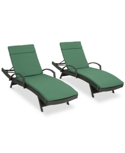 Noble House Baja Outdoor Chaise Lounge (set Of 2) In Green