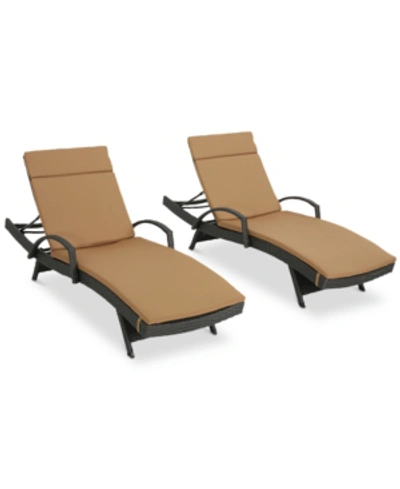 Noble House Baja Outdoor Chaise Lounge (set Of 2) In Tan