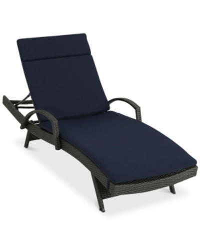 Noble House Baja Outdoor Chaise Lounge In Navy