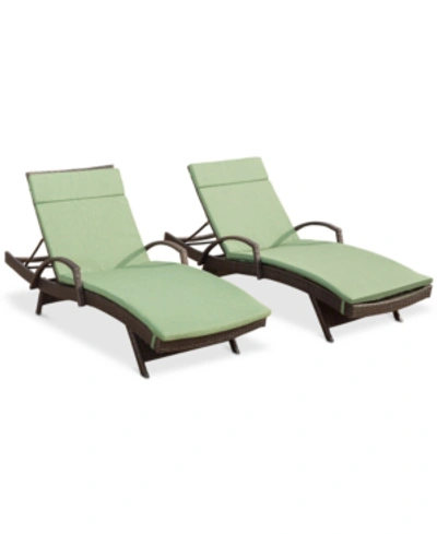 Noble House Jonathan Outdoor Chaise Lounge (set Of 2) In Green