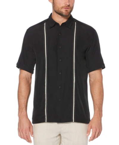 Cubavera Men's Big & Tall Stripe Short Sleeve Shirt In Jet Black