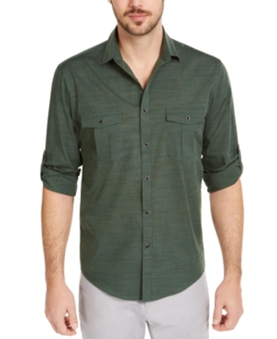 Alfani Men's Warren Long Sleeve Shirt, Created For Macy's In Pine Needle