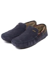 Barbour Monty Faux-fur Lined Suede Tartan Moccasins In Navy Suede