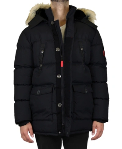 Galaxy By Harvic Men's Heavyweight Parka With Detachable Hood In Black