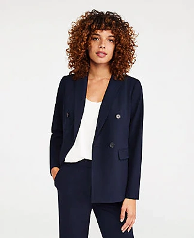 Ann Taylor The Double Breasted Blazer In Seasonless Stretch In Perfect Navy