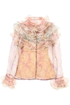 ZIMMERMANN LUCKY TIRED PRINTED ORGANZA BLOUSE