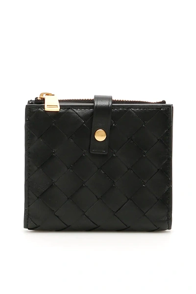Bottega Veneta Bi-fold Intrecciato 15 Wallet In Black