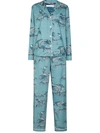 Desmond & Dempsey Bocas Cotton Pyjama Set In Blue