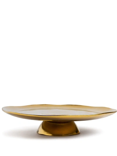 Bitossi Home La Tavola Scomposta Cake Stand In Gold Irregular Edge