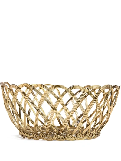 Bitossi Home Intreccio Large Basket In Gold Braided Thread