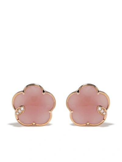 PASQUALE BRUNI 18KT ROSE GOLD BON TON ROSE QUARTZ AND DIAMOND STUDS