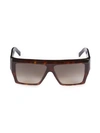 Celine Unisex Flat Top Square Sunglasses, 60mm In Dark Havana/gradient Brown
