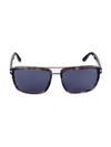 Tom Ford 58mm Plastic Square Sunglasses In Havana Blue