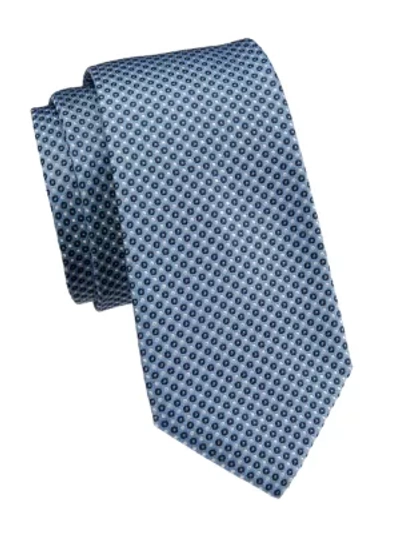 Giorgio Armani Micro Dot Silk Tie In Blue
