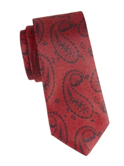 Kiton Paisley Silk Tie In Red