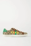 GUCCI New Ace leather-trimmed printed coated-canvas sneakers