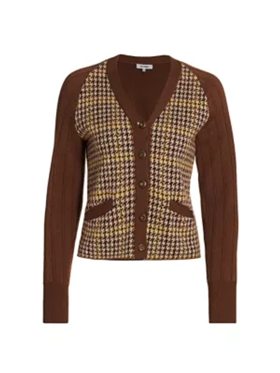Re/done 60s Slim-fit Cardigan In Brown Houndstooth