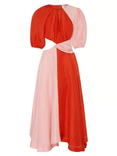 Aje Impermanence Entwined Dress In Red Pink