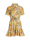 Zimmermann Poppy Belted Mini Dress In Sunshine Floral