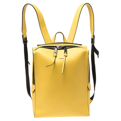 Pre-owned Fendi Mustard Leather Square Backpack In Yellow