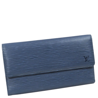 Pre-owned Louis Vuitton Blue Epi Porte Tresor International Long Wallet